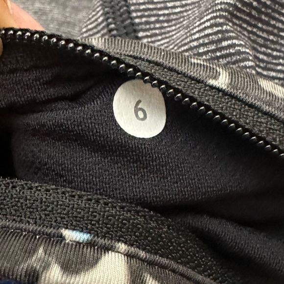 Lululemon Pace Rival Crop Black Heathered Wee Stripe Blue Waistband size 6 - Picture 5 of 11